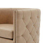 Top Grain Leather Swivel Tufted Chair