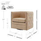 Top Grain Leather Swivel Tufted Chair