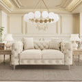 Modern Loveseat Two-Seater Sofa with Velvet Upholstery, Wood Frame and Metal Legs
