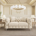 Modern Loveseat Two-Seater Sofa with Velvet Upholstery, Wood Frame and Metal Legs