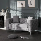 Modern Loveseat Two-Seater Sofa with Velvet Upholstery, Wood Frame and Metal Legs