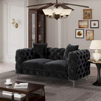 Modern Loveseat Two-Seater Sofa with Velvet Upholstery, Wood Frame and Metal Legs
