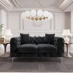 Modern Loveseat Two-Seater Sofa with Velvet Upholstery, Wood Frame and Metal Legs