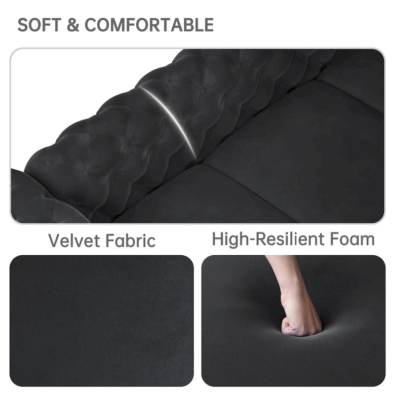 Modern Loveseat Two-Seater Sofa with Velvet Upholstery, Wood Frame and Metal Legs