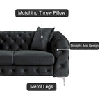 Modern Loveseat Two-Seater Sofa with Velvet Upholstery, Wood Frame and Metal Legs