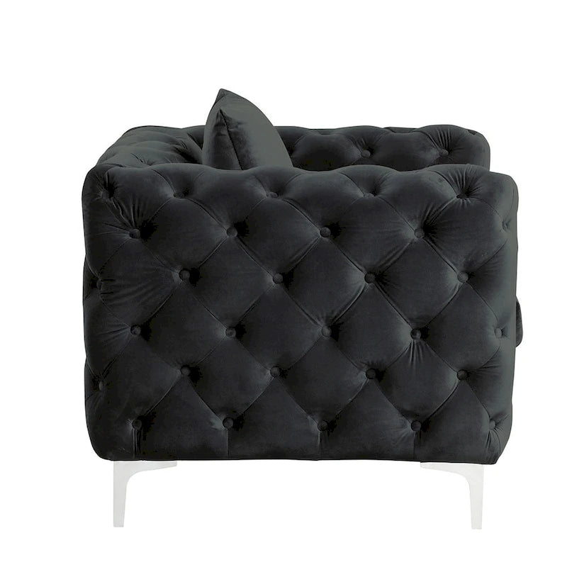 Modern Loveseat Two-Seater Sofa with Velvet Upholstery, Wood Frame and Metal Legs