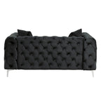 Modern Loveseat Two-Seater Sofa with Velvet Upholstery, Wood Frame and Metal Legs