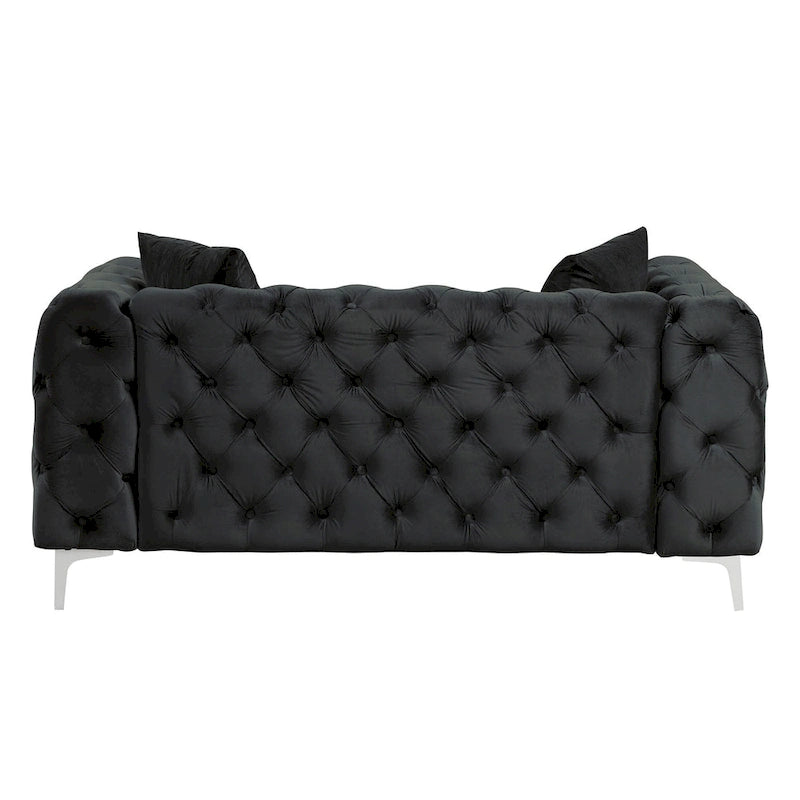 Modern Loveseat Two-Seater Sofa with Velvet Upholstery, Wood Frame and Metal Legs