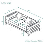 Modern Loveseat Two-Seater Sofa with Velvet Upholstery, Wood Frame and Metal Legs