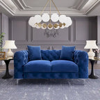 Modern Loveseat Two-Seater Sofa with Velvet Upholstery, Wood Frame and Metal Legs