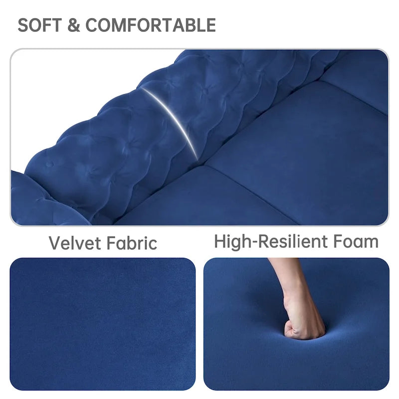 Modern Loveseat Two-Seater Sofa with Velvet Upholstery, Wood Frame and Metal Legs