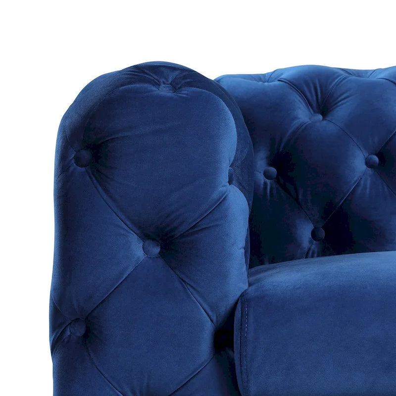 Modern Loveseat Two-Seater Sofa with Velvet Upholstery, Wood Frame and Metal Legs