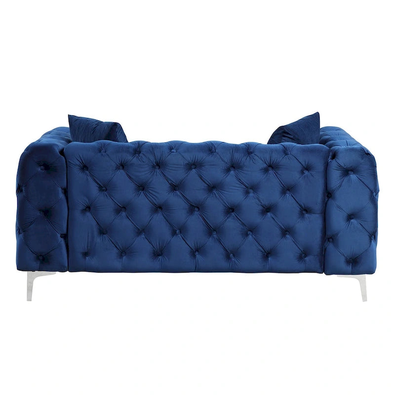 Modern Loveseat Two-Seater Sofa with Velvet Upholstery, Wood Frame and Metal Legs