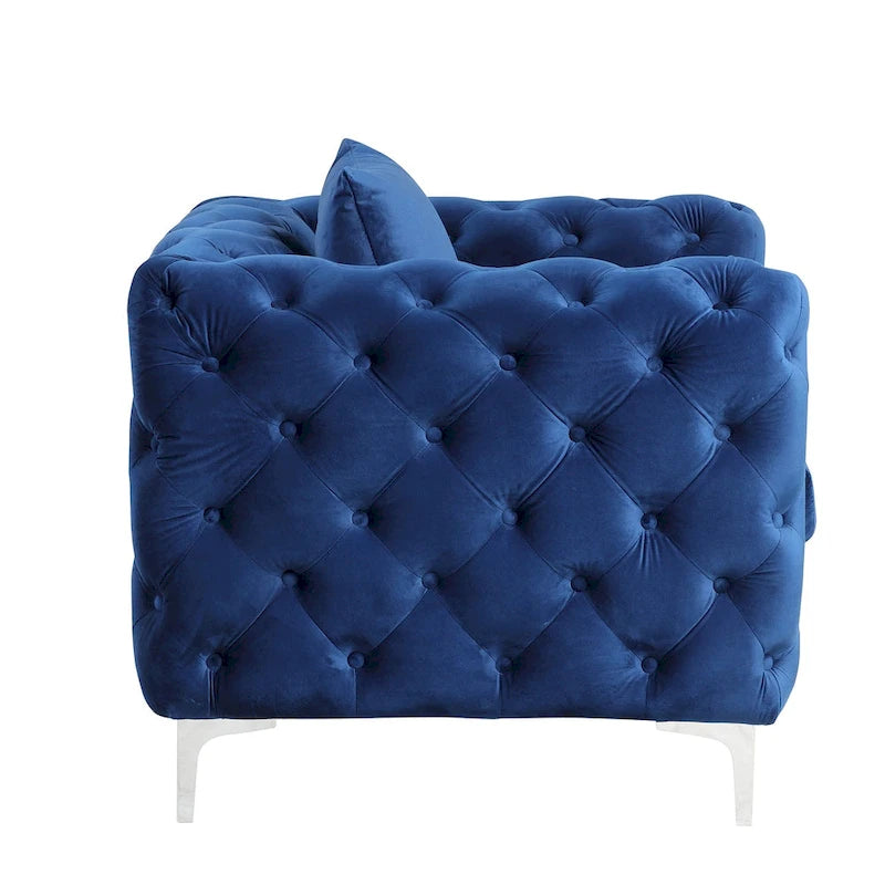 Modern Loveseat Two-Seater Sofa with Velvet Upholstery, Wood Frame and Metal Legs
