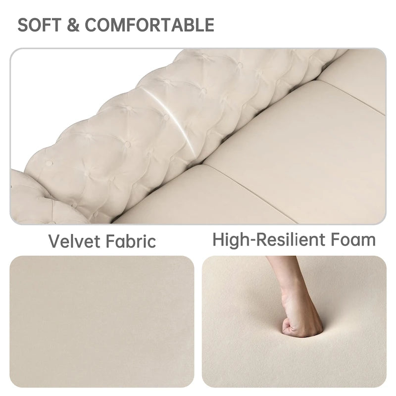 Modern Loveseat Two-Seater Sofa with Velvet Upholstery, Wood Frame and Metal Legs
