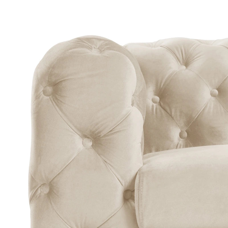 Modern Loveseat Two-Seater Sofa with Velvet Upholstery, Wood Frame and Metal Legs