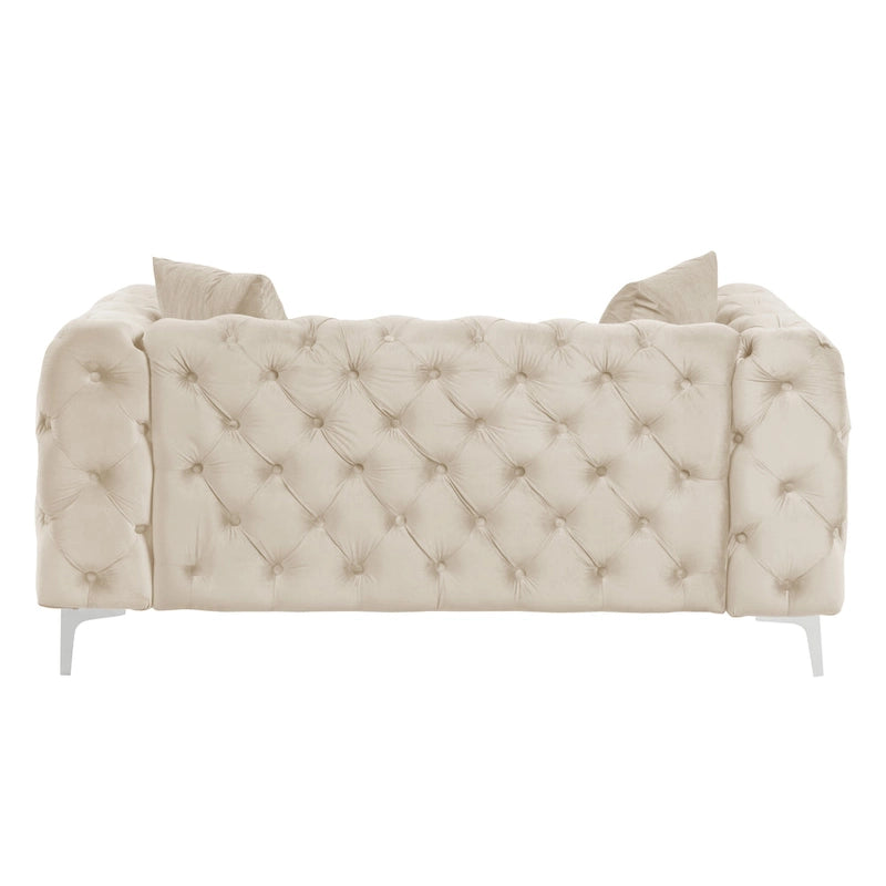 Modern Loveseat Two-Seater Sofa with Velvet Upholstery, Wood Frame and Metal Legs