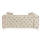 Modern Loveseat Two-Seater Sofa with Velvet Upholstery, Wood Frame and Metal Legs