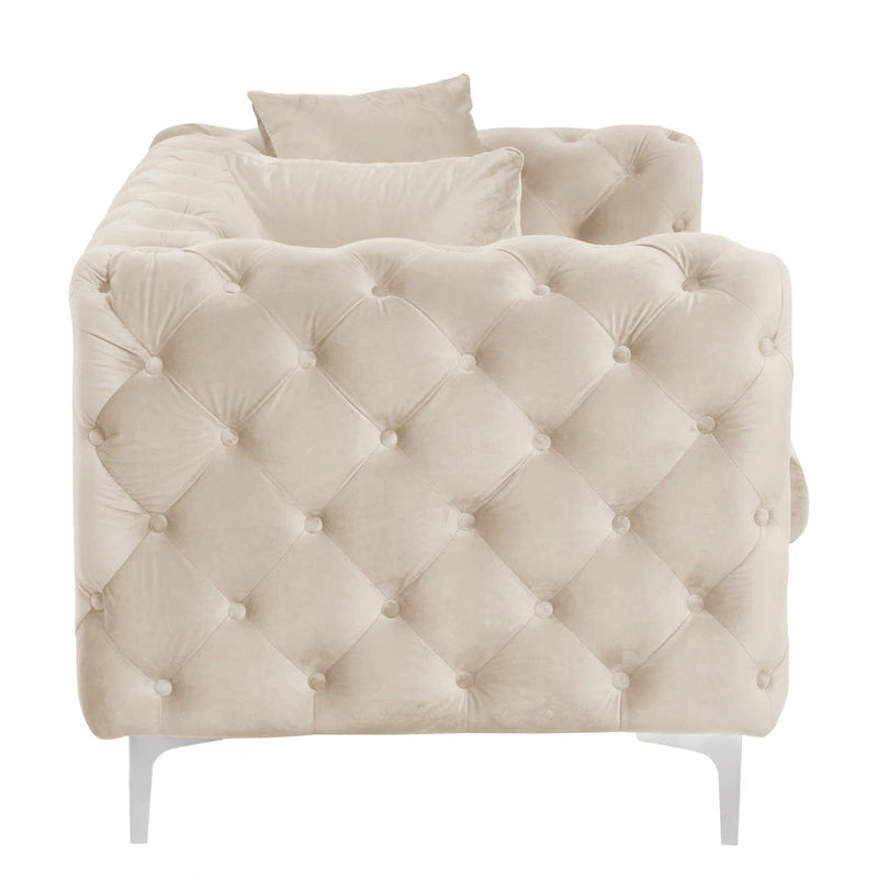 Modern Loveseat Two-Seater Sofa with Velvet Upholstery, Wood Frame and Metal Legs