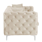 Modern Loveseat Two-Seater Sofa with Velvet Upholstery, Wood Frame and Metal Legs