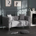 Modern Loveseat Two-Seater Sofa with Velvet Upholstery, Wood Frame and Metal Legs