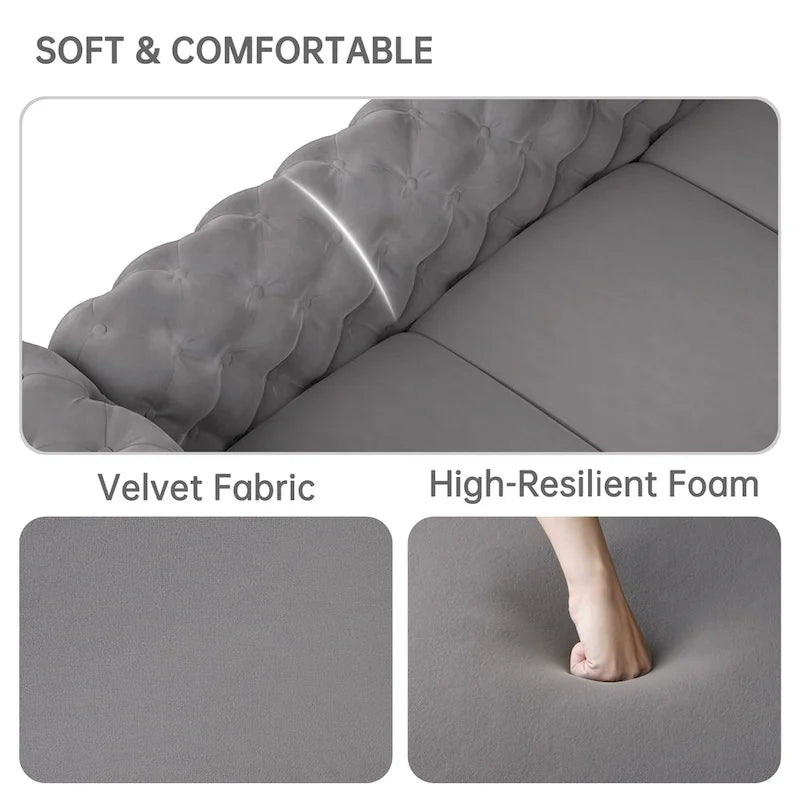 Modern Loveseat Two-Seater Sofa with Velvet Upholstery, Wood Frame and Metal Legs