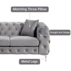 Modern Loveseat Two-Seater Sofa with Velvet Upholstery, Wood Frame and Metal Legs