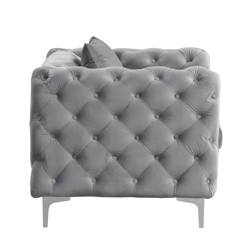 Modern Loveseat Two-Seater Sofa with Velvet Upholstery, Wood Frame and Metal Legs