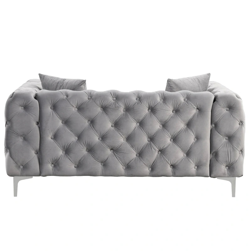 Modern Loveseat Two-Seater Sofa with Velvet Upholstery, Wood Frame and Metal Legs