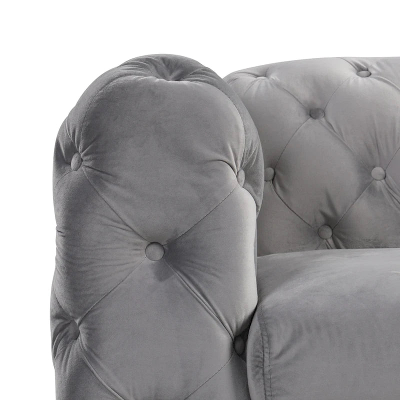 Modern Loveseat Two-Seater Sofa with Velvet Upholstery, Wood Frame and Metal Legs