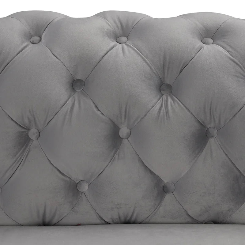 Modern Loveseat Two-Seater Sofa with Velvet Upholstery, Wood Frame and Metal Legs