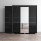 3-Door Wardrobe Armoire with Mirror
