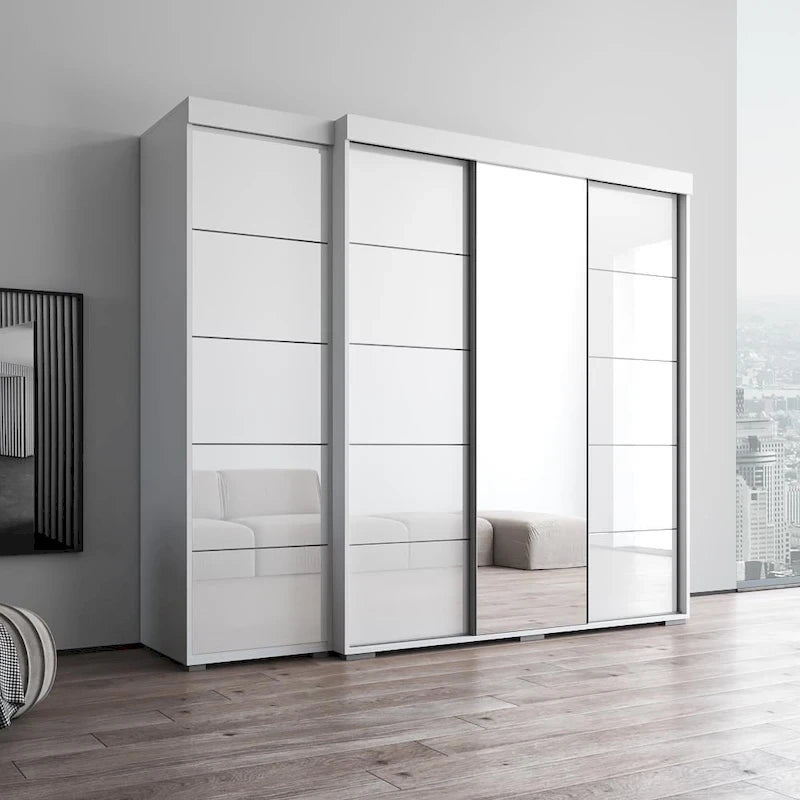 3-Door Wardrobe Armoire with Mirror