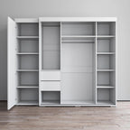 3-Door Wardrobe Armoire with Mirror