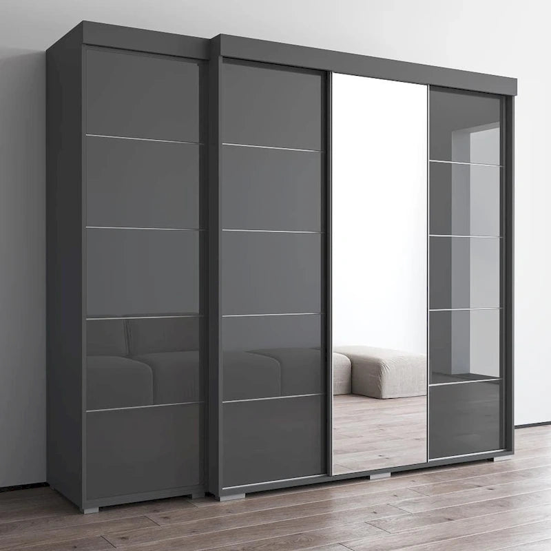 3-Door Wardrobe Armoire with Mirror
