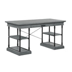 59" Wood and Metal Writing Desk with Drawer