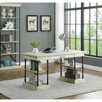 59" Wood and Metal Writing Desk with Drawer