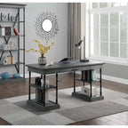 59" Wood and Metal Writing Desk with Drawer