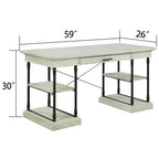 59" Wood and Metal Writing Desk with Drawer