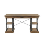 59" Wood and Metal Writing Desk with Drawer