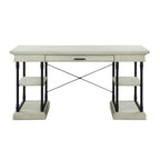 59" Wood and Metal Writing Desk with Drawer