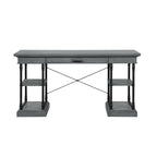 59" Wood and Metal Writing Desk with Drawer