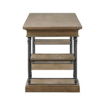 59" Wood and Metal Writing Desk with Drawer