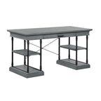 59" Wood and Metal Writing Desk with Drawer