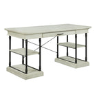 59" Wood and Metal Writing Desk with Drawer