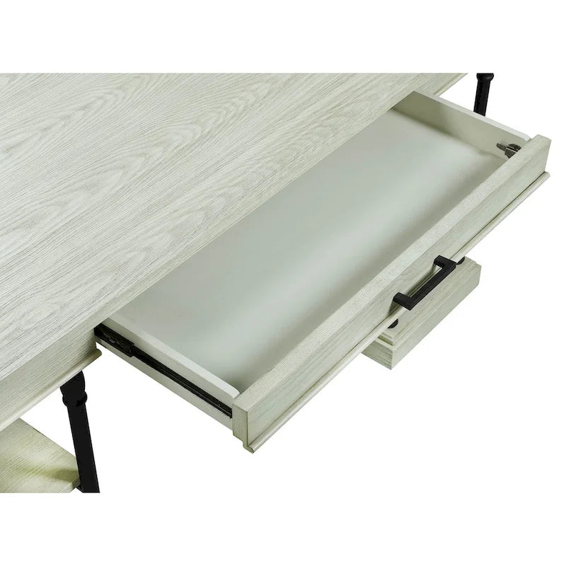 59" Wood and Metal Writing Desk with Drawer