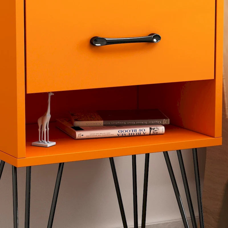 1-Drawer Nightstand with Open Shelf