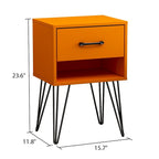 1-Drawer Nightstand with Open Shelf