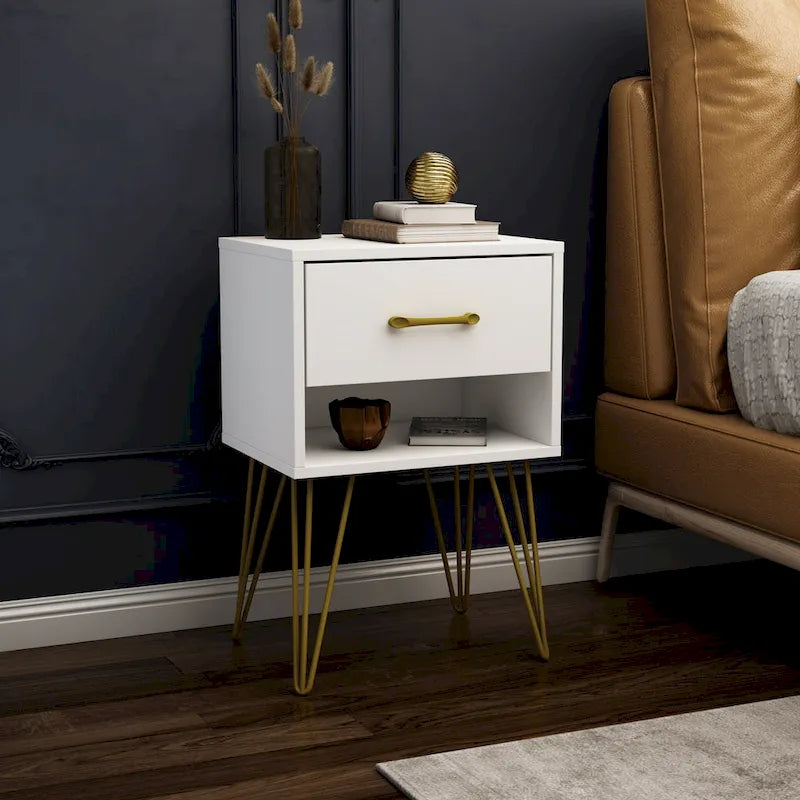 1-Drawer Nightstand with Open Shelf