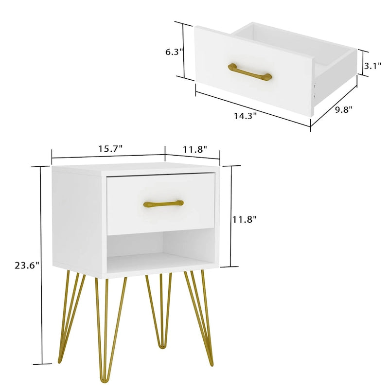 1-Drawer Nightstand with Open Shelf
